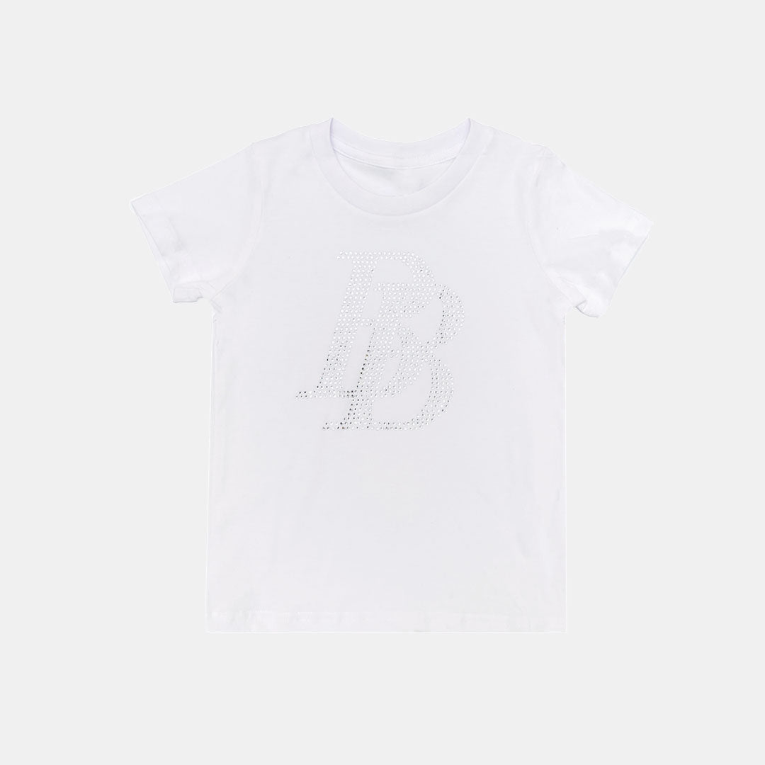 "BB" Kids White Rhinestone Tee