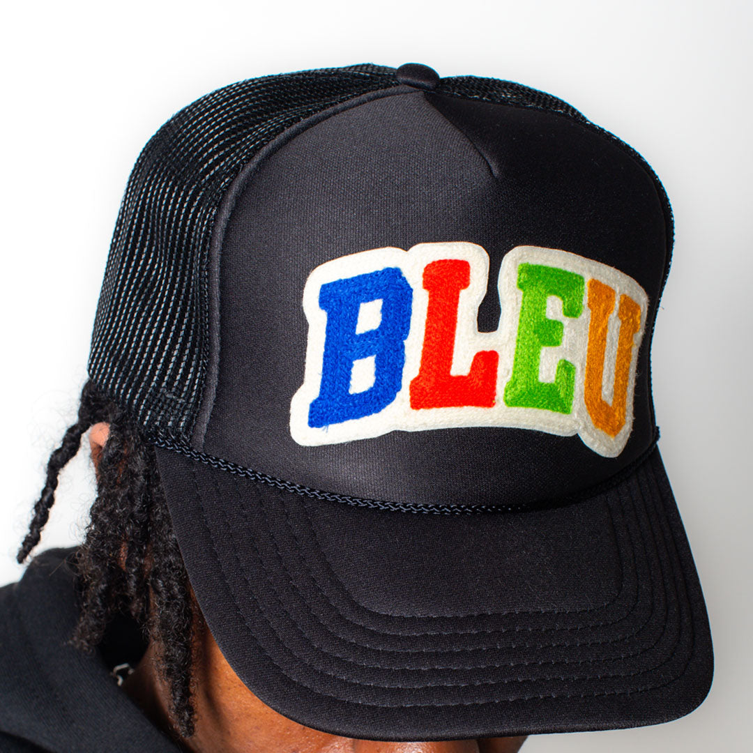 "BLEU" Chainstitch Trucker Black