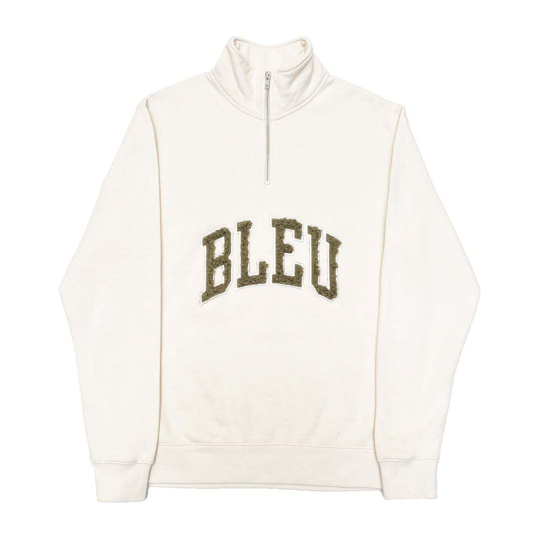 Regular fit Heavyweight, 10.3 oz Sherpa fabric logo Applique Olive green logo color Woven cuff tag Half Zip Sweatshirt