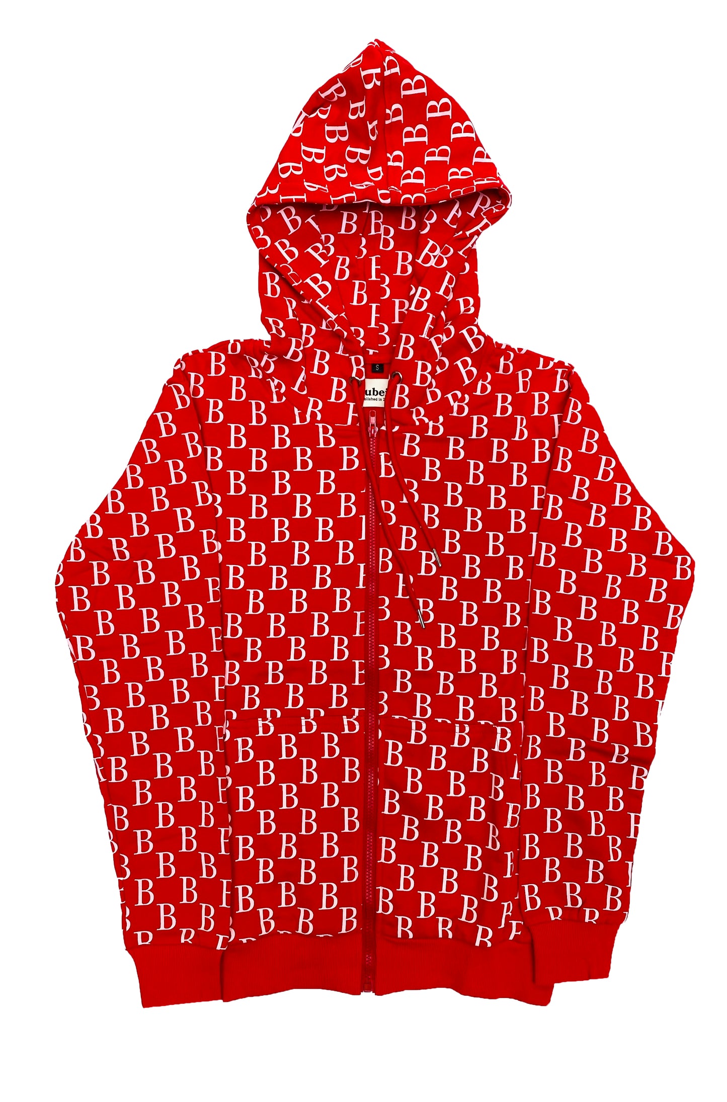Monogram Zip Hoodie Red