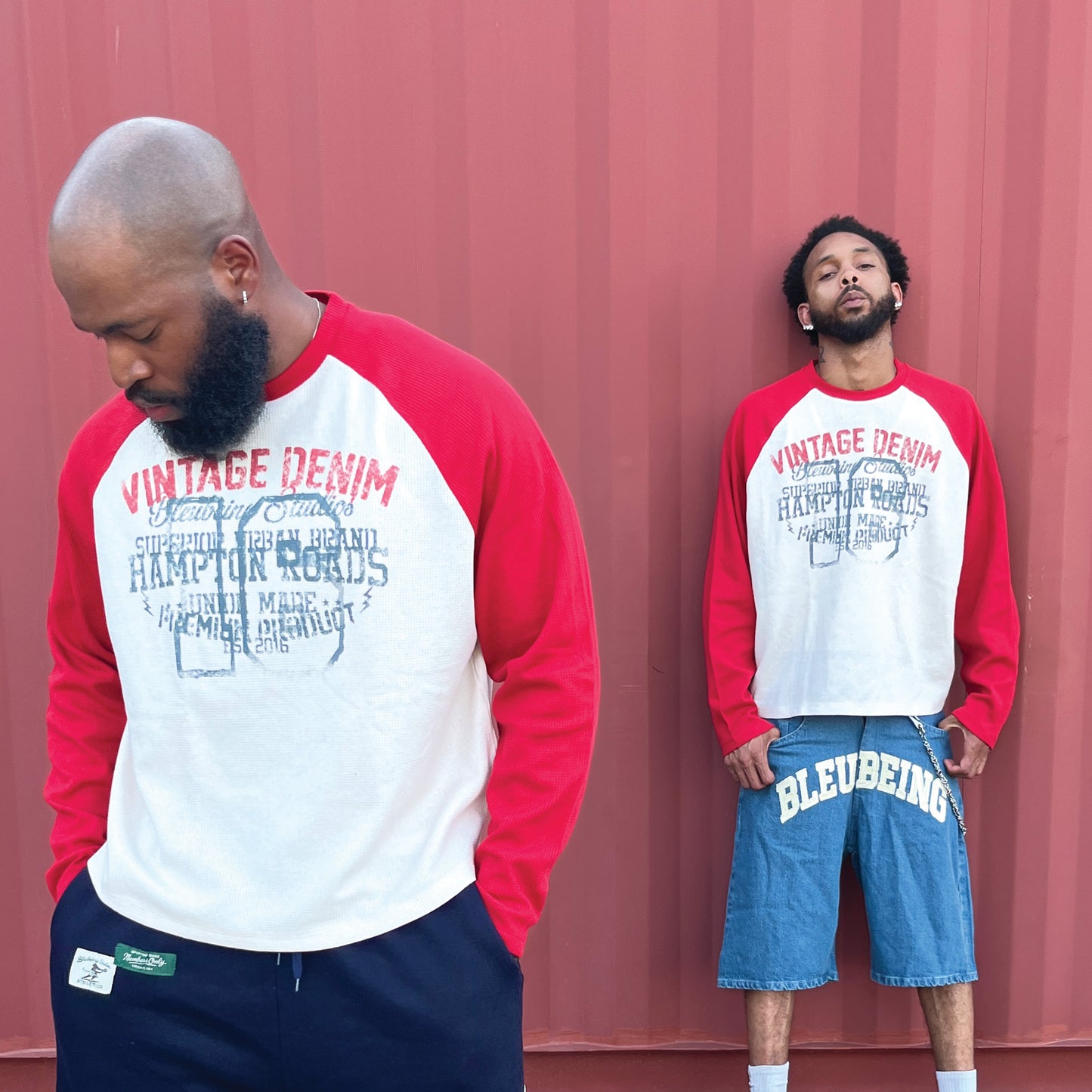 Vintage Denim Raglan Long Sleeve — Red/White