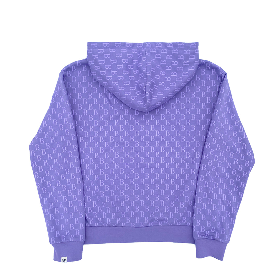 Lilac Monogram Zip Hoodie