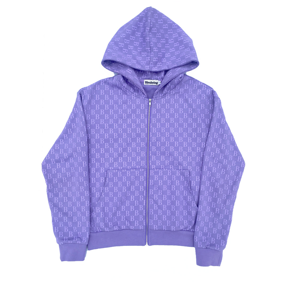 Lilac Monogram Zip Hoodie