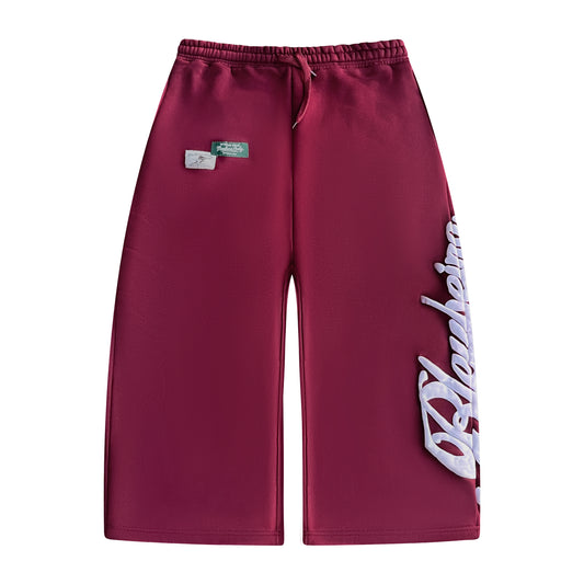 Script Cropped Sweatpants — Burgundy
