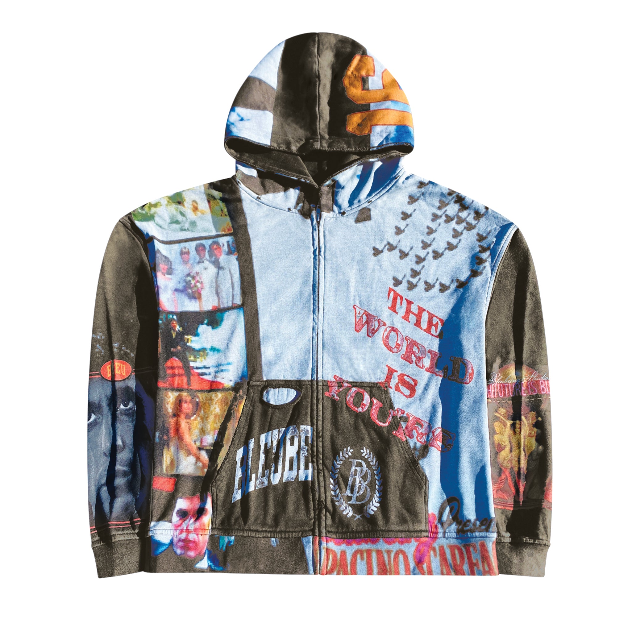 WORLD IS YOURS ZIP HOODIE (WASHED GREY) – Bleubeing Studios