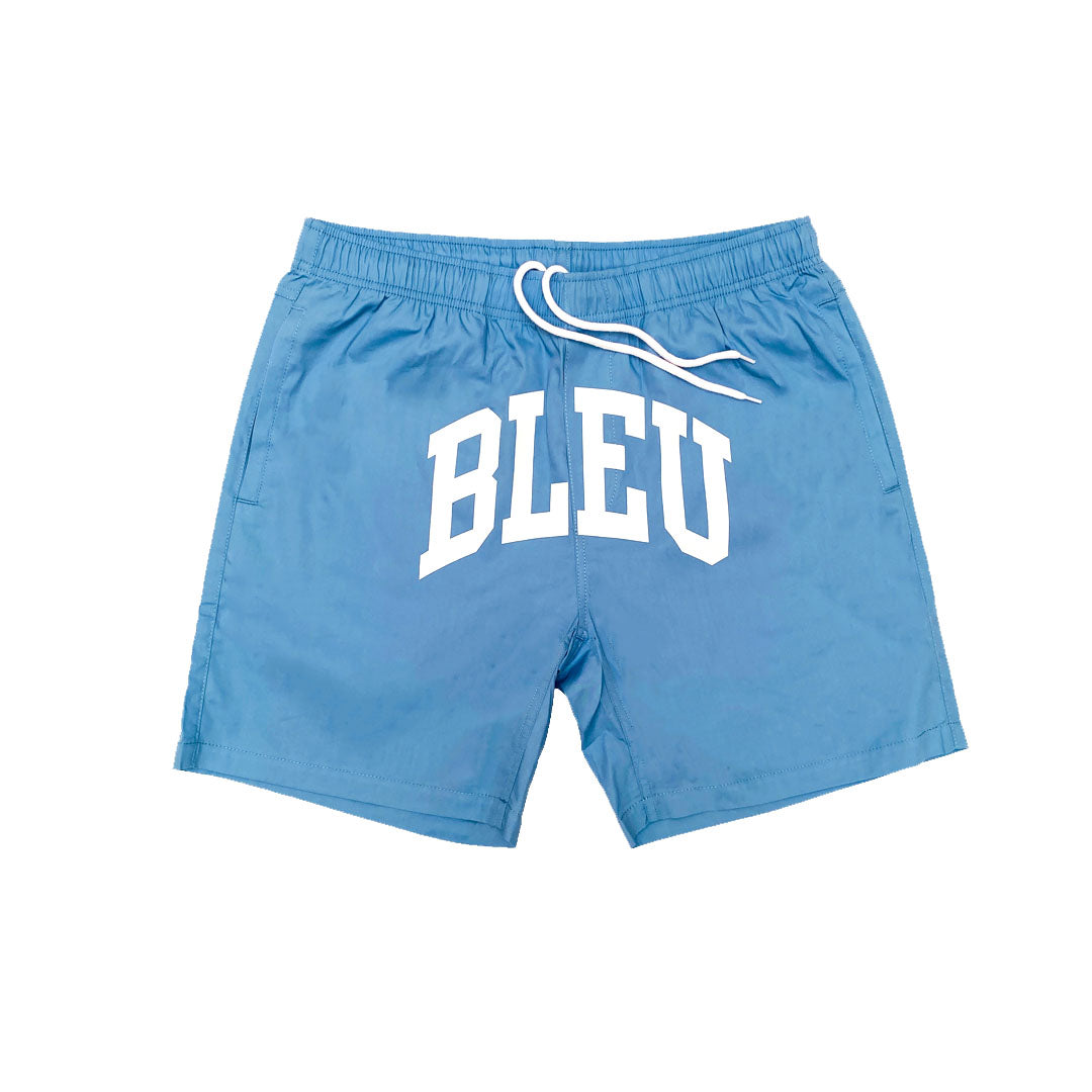 "BLEU" Nylon Shorts Carolina Blue