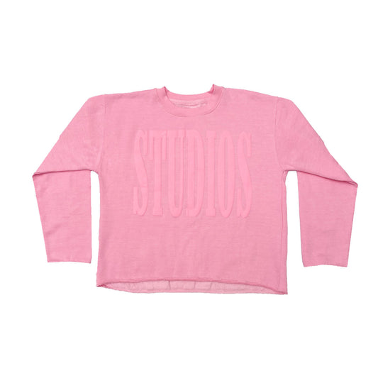80% Cotton 20% Poly Cotton 9 oz Screenprint Puffer Logo Cropped fit/look *We recommend sizing up 2 sizes, due to cropped style fit. Our new Pink Monochromatic Sweatshirt in honor of breast cancer awareness month.