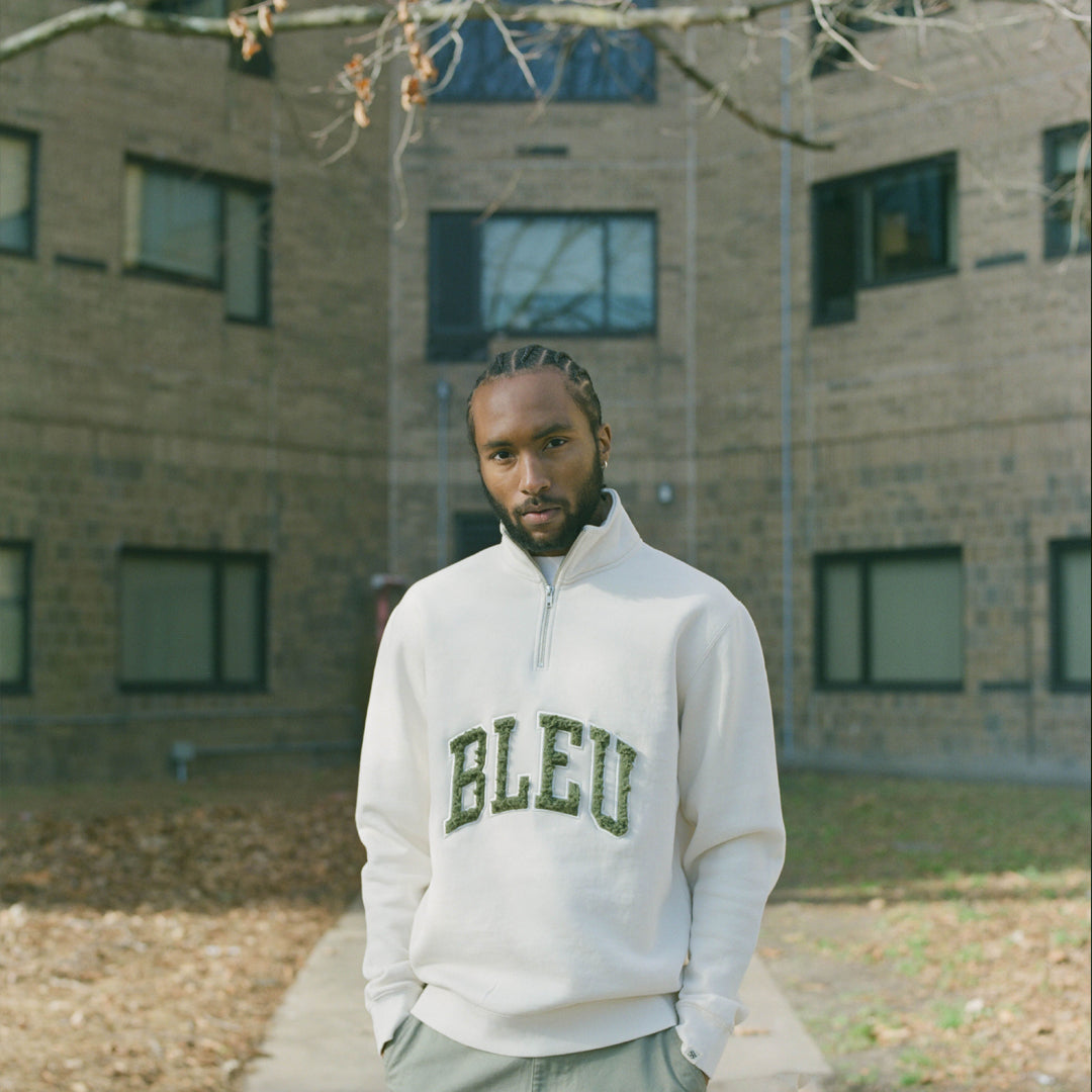 BLEU Arch Logo Half Zip Cream